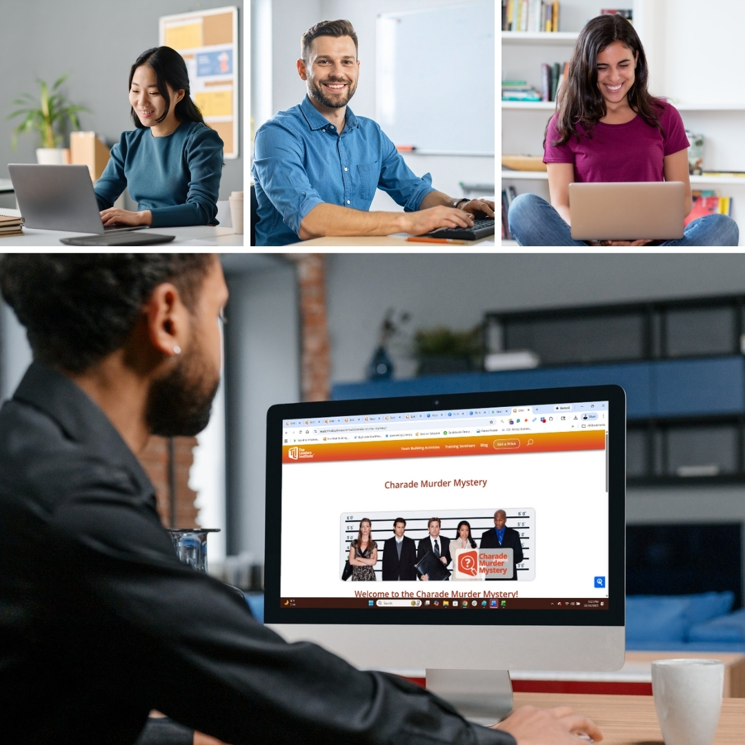 Man Playing a Fun Murder Mystery Game with His Coworkers