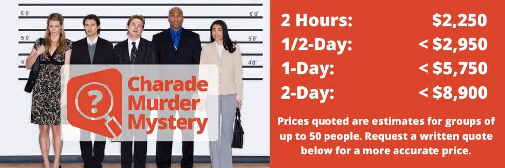 Team Murder Mystery Price Quote for 25-50 People