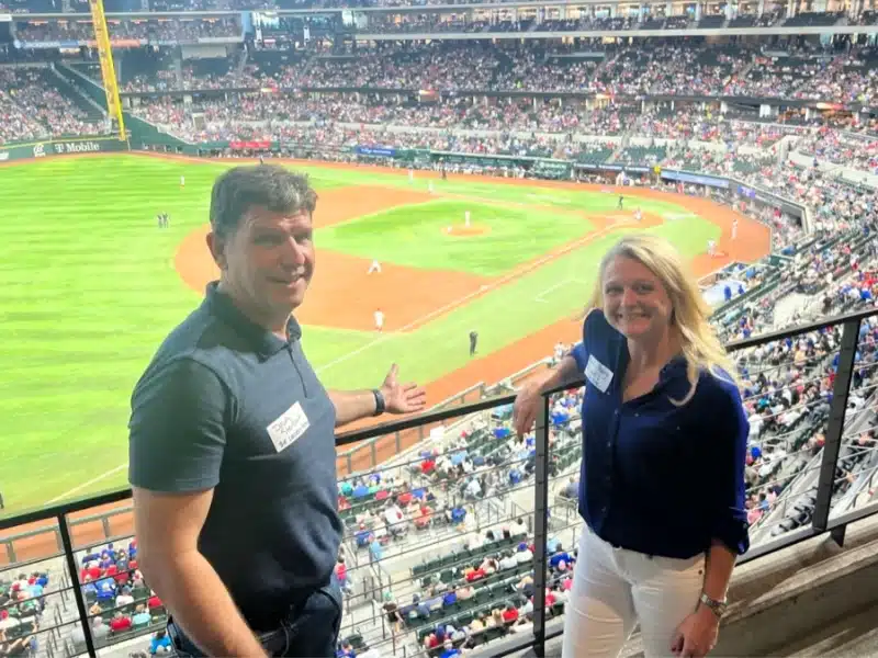 Doug and Amy at the Rangers game
